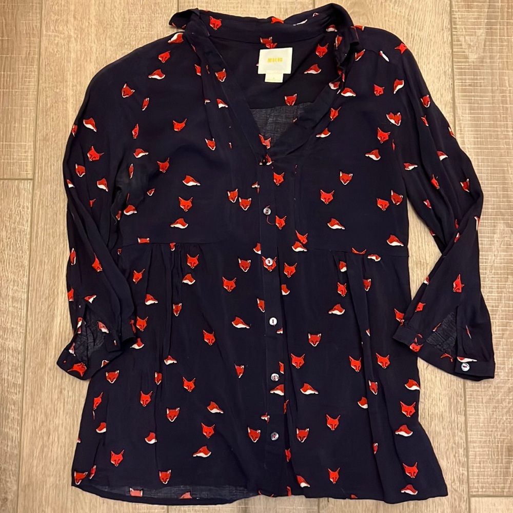 Anthropologie Maeve dark blue blouse